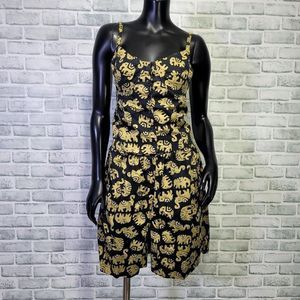 Vintage 90s Red Rover Womens M Black Tan Elephant Bustier & Matching Shorts‎ Set